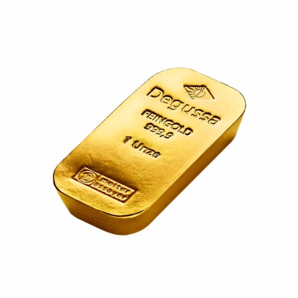 1 oz Degussa Goldbarren - historisches Design (gegossen) – Bild 2