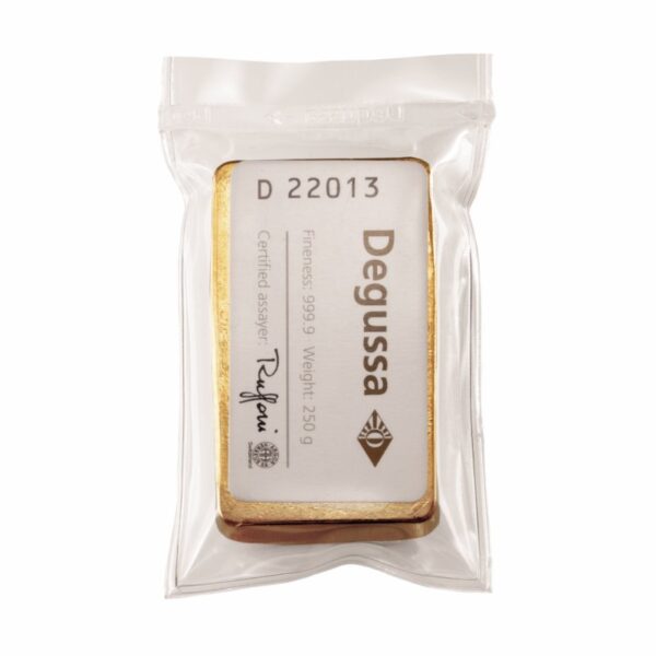 250 g Degussa Goldbarren (gegossen) – Bild 4
